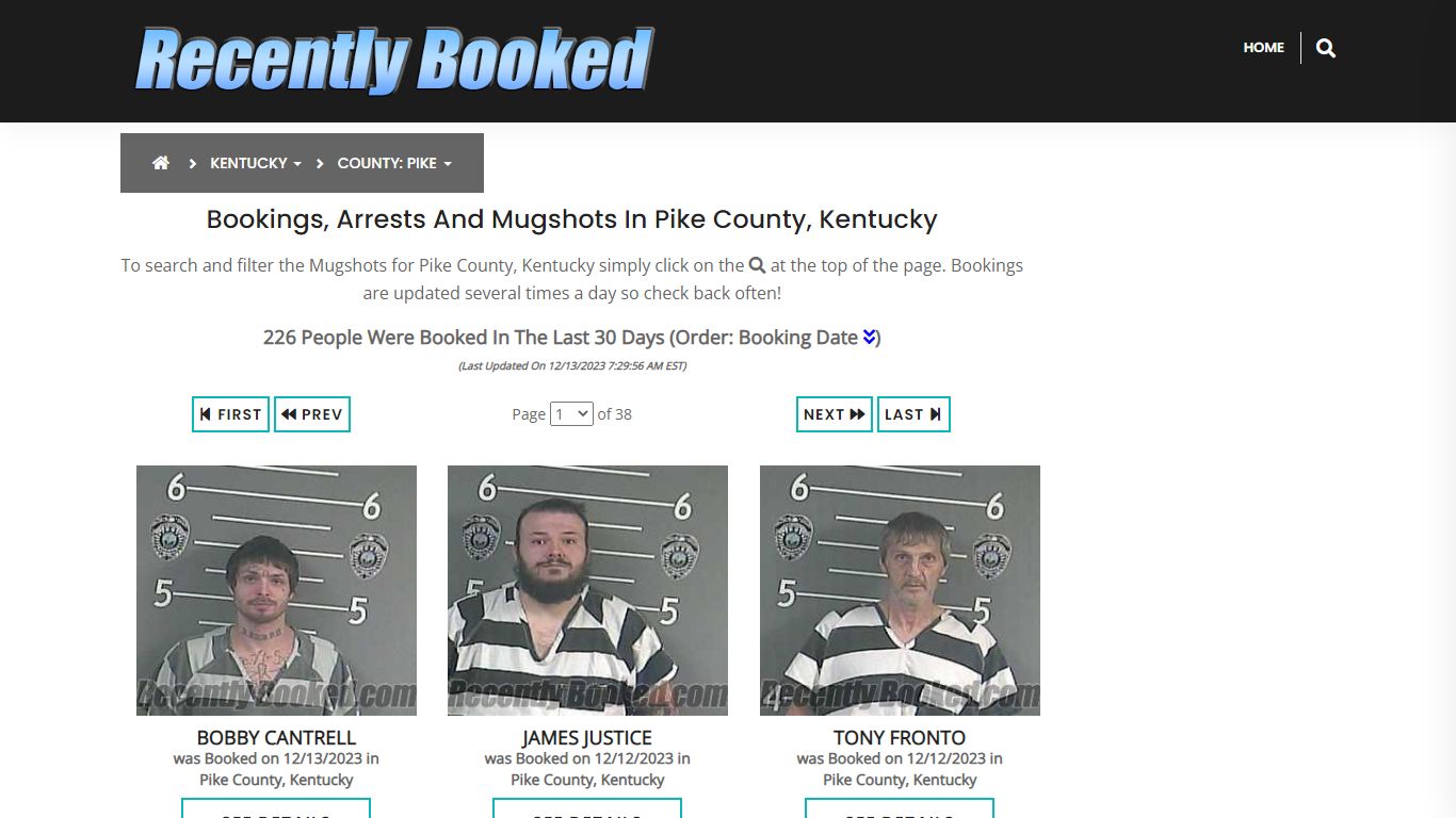 Recent bookings, Arrests, Mugshots in Pike County, Kentucky